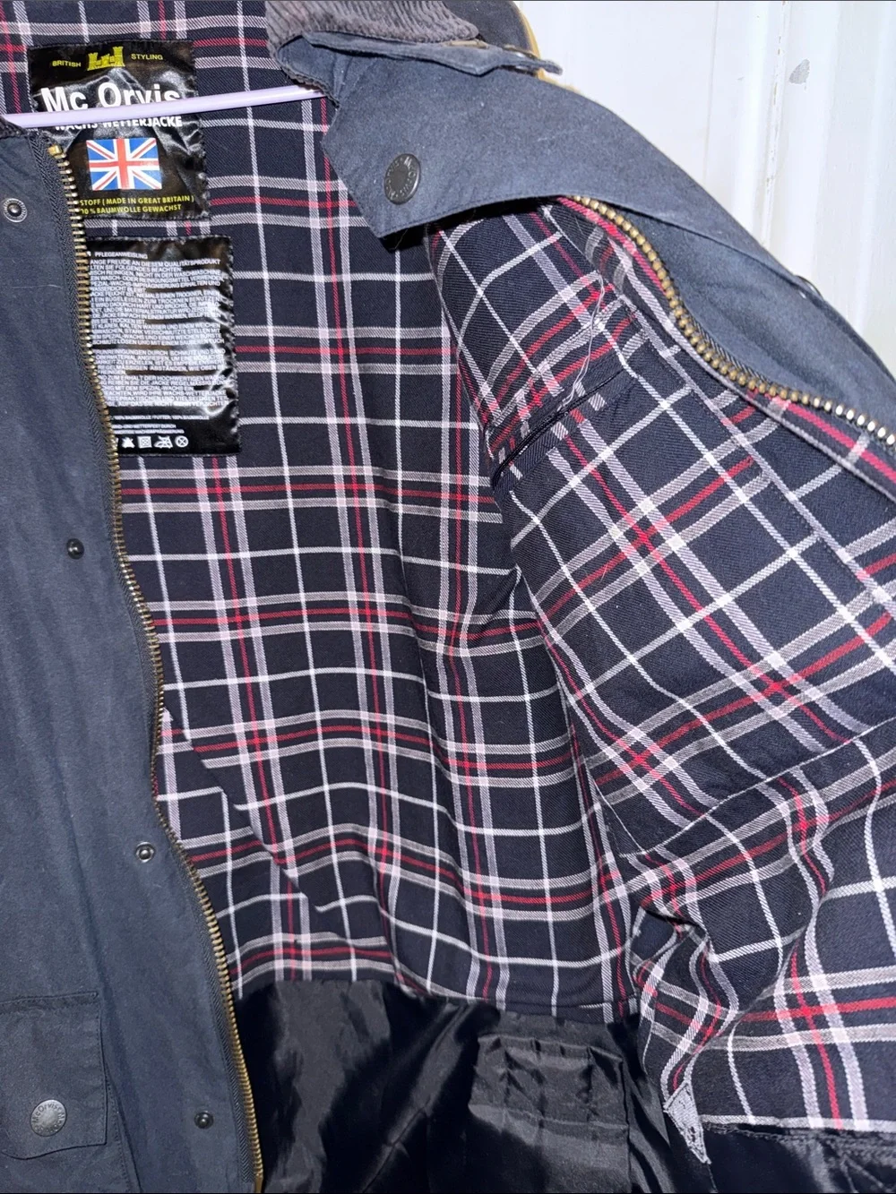Mc Orvis Navy Waxed Cotton Field Jacket with Corduroy Collar
